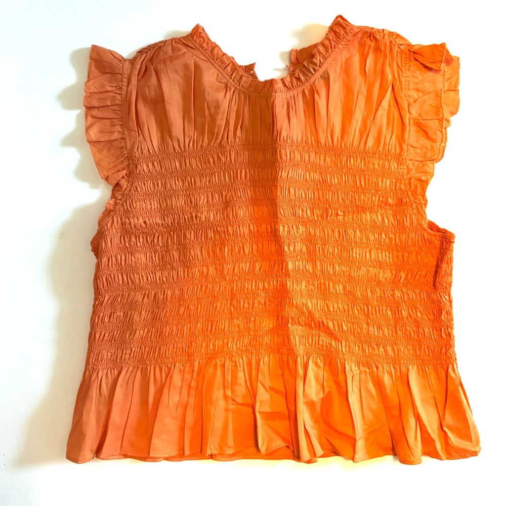 Ann Taylor Vibrant Orange Ruffle Blouse - Picture 3 of 6